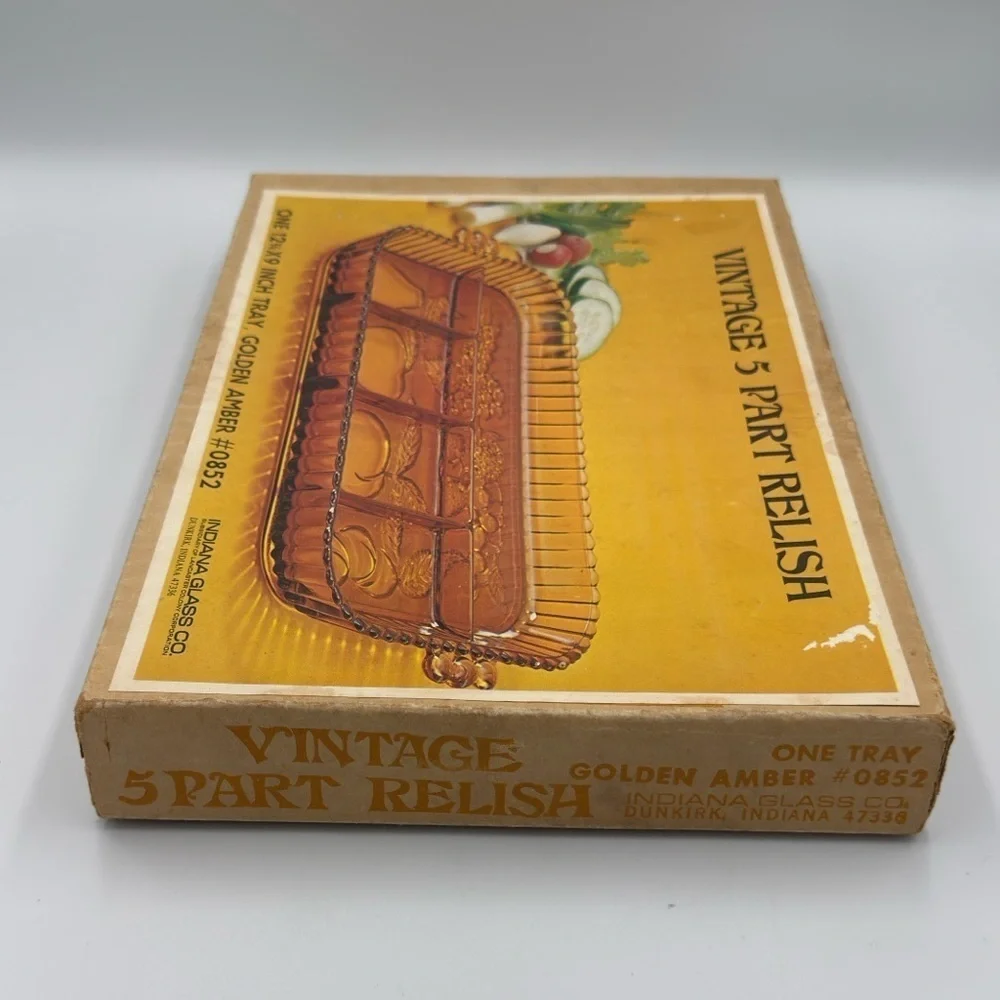 Indiana Glass Co Divided Golden Amber Relish/Fruit Tray